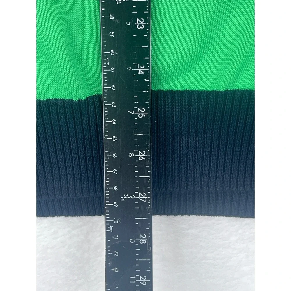 Timberland Mens V Neck Striped Sweater Green Navy Cream‎ XL Regular Fit Cotton